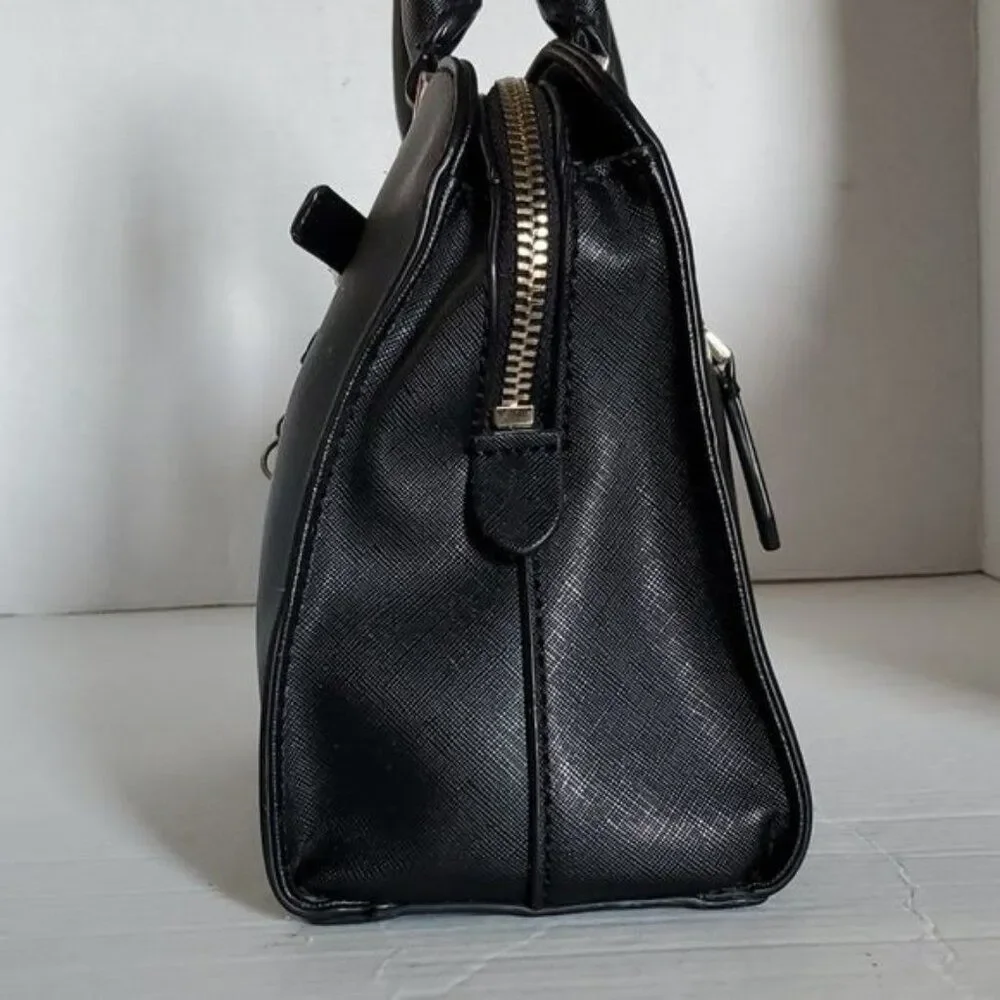 GUESS Bag Cherie Small Girlfriend Satchel Black Vegan Leather Handbag WOMAN'S